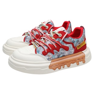 马克华菲男鞋2026新款春季休闲鞋男款巨好看鞋子男士增高红色板鞋