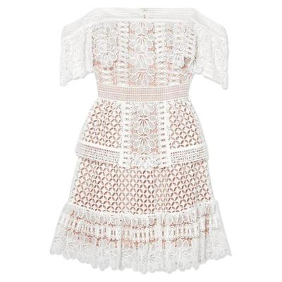 sp纯原一字肩水溶蕾丝连