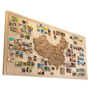 毛毡板墙贴地图旅行照片墙中国地图旅行足迹标记墙打卡软木板旅行地图记录墙贴创意免打孔高级感客厅墙面装饰