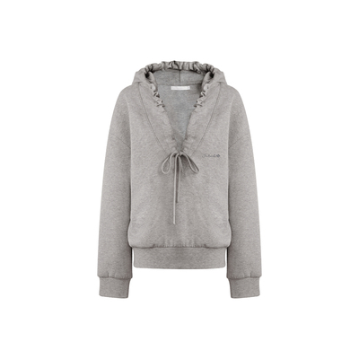 褶皱抽绳棉感空气层宽松连帽卫衣