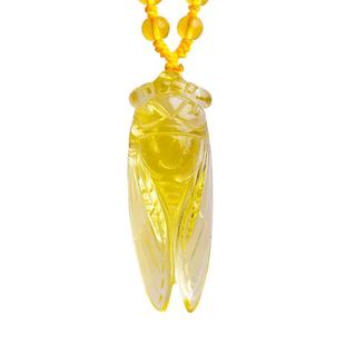 合成黄水晶金蝉吊坠知了项链毛衣链生日礼物民族风男女款