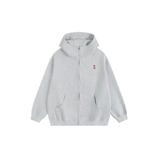 ATRY空气层连帽卫衣男秋冬季保暖潮牌拉链撞色刺绣高领上衣外套女