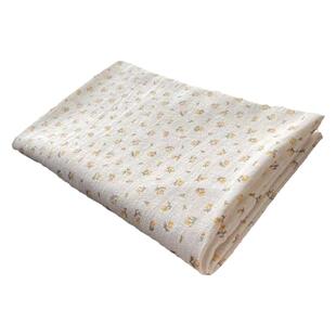 森系橘黄小花洗水棉麻布料 连衣裙衬衫童装娃衣服装窗帘手作面料