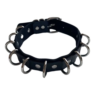 27Usr 欧美犬系朋克pu双层皮革圆环项圈项链choker男女颈圈锁骨链
