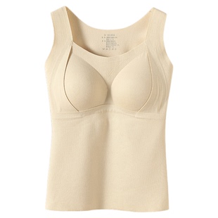 保暖德绒内衣女士新款加绒加厚秋冬季吊带背心女款内搭带胸垫一体