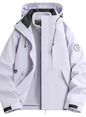 稻草人单层冲锋衣女2026新款三合一可拆卸登山服男加绒加厚防风男