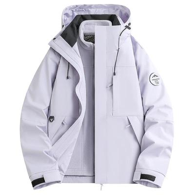 稻草人单层冲锋衣女2025新款三合一可拆卸登山服男加绒加厚防风男