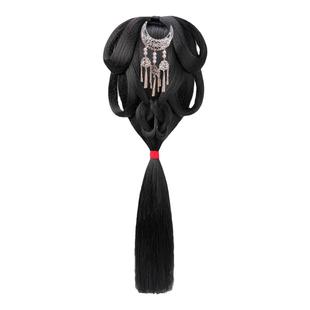 战国袍假发汉服头饰女古风一体式全套后压盘发垫发包古装日常发髻