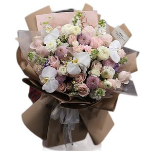 三八节康乃馨花束粉玫瑰花束生日北京鲜花速递同城鲜花配送花店