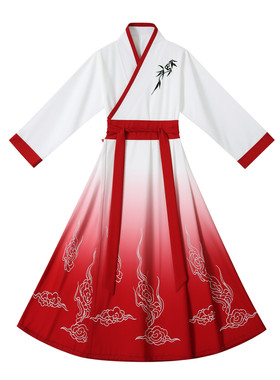 儿童汉服男童国学服男孩古装小学生书童女童三字经开笔礼演出服装