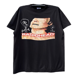 Radiohead电台司令乐队抽象手绘复古周边潮流重磅棉半袖