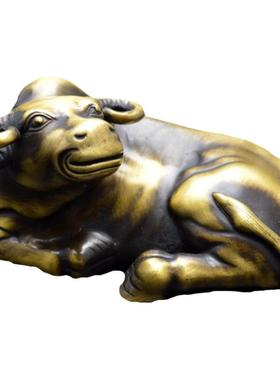 华擎黄铜牧童牛书房桌面摆件复古