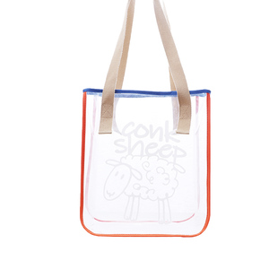 尚盈@夏季小羊ins透明手提袋防水果冻包沙滩包女单肩手提饭盒书包