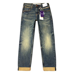 赤耳丹宁九分牛仔裤男秋冬款潮牌高端重磅洗水弹力修身小直筒长裤