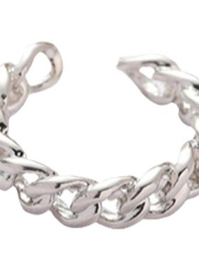 2022韩国网红个性女合金链条开口戒指小众ins冷淡风几何简约指环