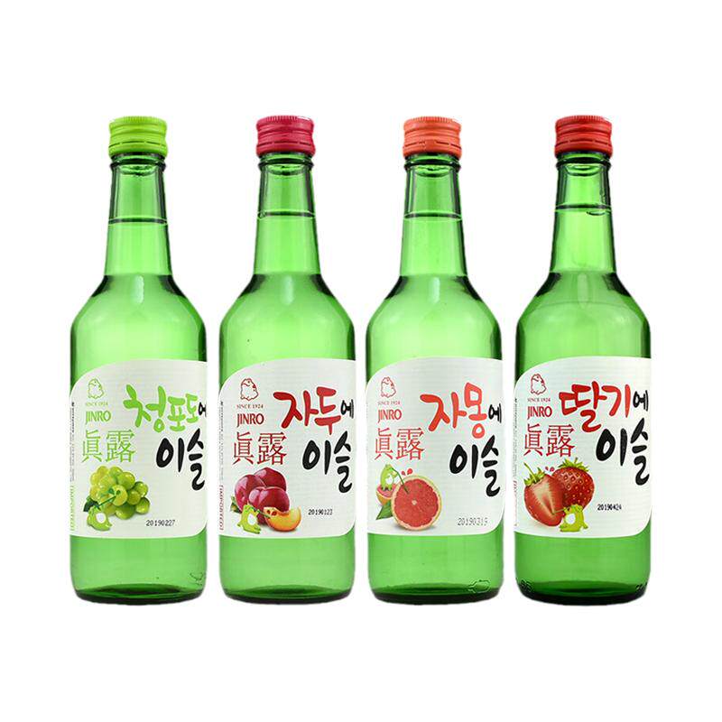 韩国真露烧酒葡萄/桃子西柚李子果味微醺低度非清酒13度360ml*4瓶