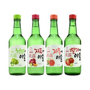 韩国真露烧酒葡萄/桃子西柚李子果味微醺低度非清酒13度360ml*4瓶
