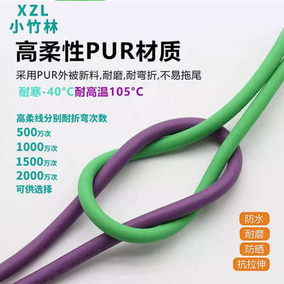 M12D型转RJ45工业千兆以太网络线高柔带屏蔽拖链线缆工业防水网线