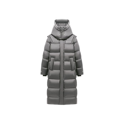 六指导 西伯利雪夜 三防新国标90白鸭绒羽绒服女宽松保暖长款外套