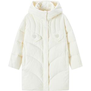 森马羽绒服女长款肌理小众2023冬上衣连帽宽松厚冬装女士保暖时尚