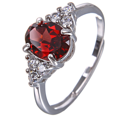 新款鸽血红色天然戒指石榴石戒指