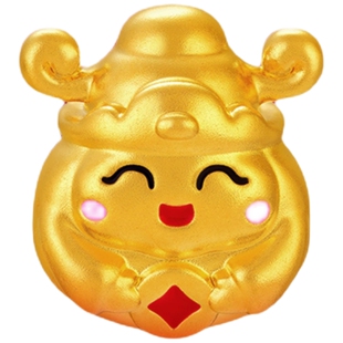 金至尊财神到黄金路路通硬足金转运珠串珠黄金挂坠生日礼物送礼