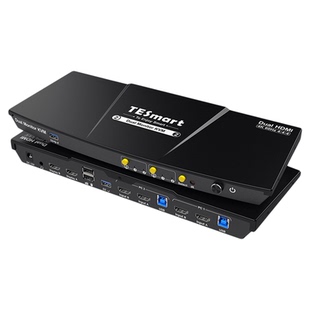 TESmart碲视HDMI二进二出kvm切换器4K@60HZ高清共享键盘鼠标显示器共享USB3.0拓展坞支持双屏异显带EDID功能