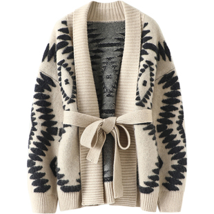 剪剪花影！小华丽~重磅加厚羊绒开衫女纯羊绒毛衣针织开衫大外套