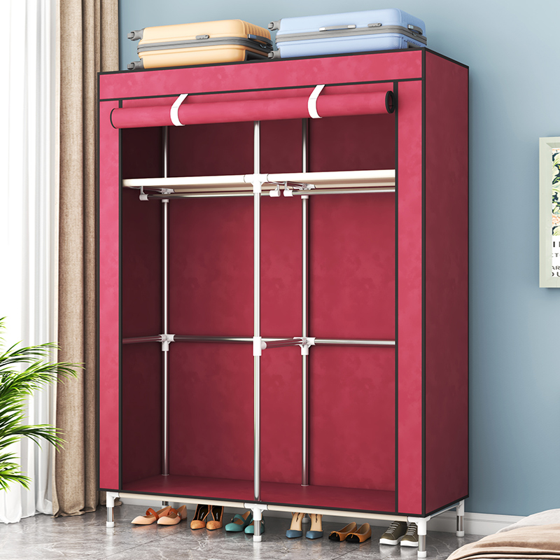 简易布衣柜出租房用单人收纳衣橱家用卧室钢管加粗加厚宿舍挂衣架