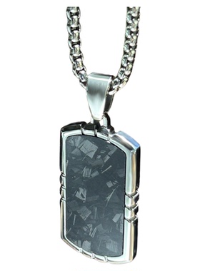 简约大气碳纤维钛钢军牌项链男款