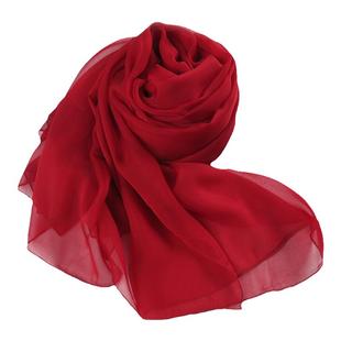 酒红色丝巾100%桑蚕丝女送妈妈款纱巾丝春秋桑蚕丝围巾旗袍披肩