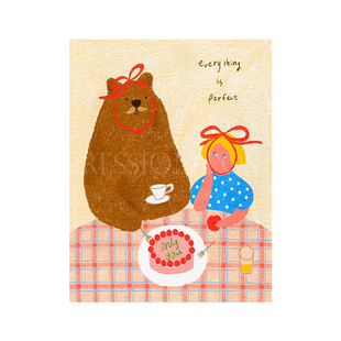 多巴胺治愈系插画可爱卧室海报贴画奶油风装饰画替换内芯可自粘