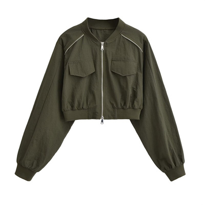 美式复古短款双拉头短款夹克外套