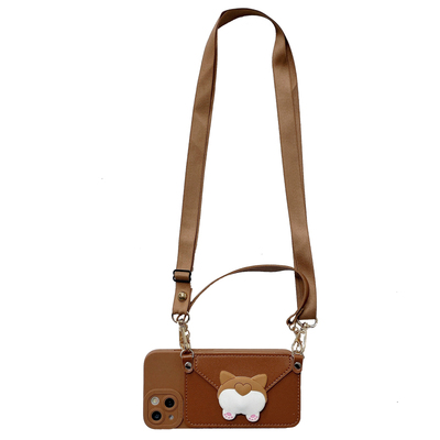 柯基屁股零钱包斜跨挂绳手机壳