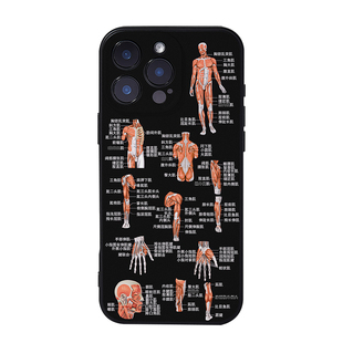 医学生普拉提瑜伽健身人体肌肉分布图手机壳适用iPhone17Promax个性运动风苹果16/15小众14/13不撞壳12多机型