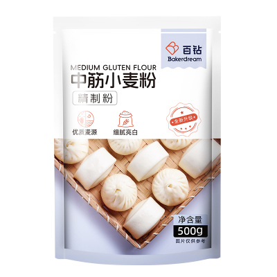 百钻中筋面粉小麦粉家用烘焙原料