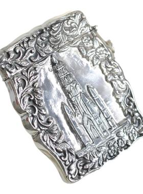 睡莲生生世世压花城堡银制古董