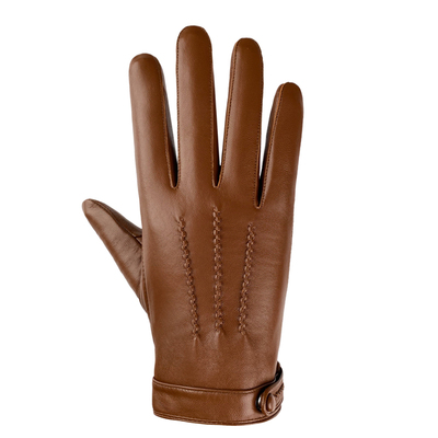 男士绵羊皮可触屏真皮手套开车