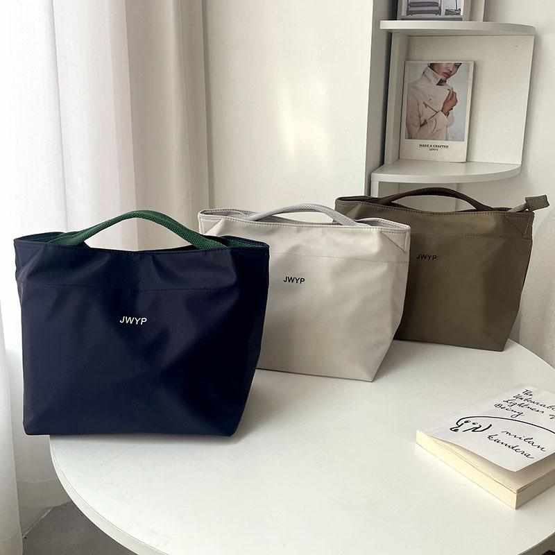 简约日式保温袋尼龙防水手拎饭盒袋子铝箔拉链便当包上班午餐包