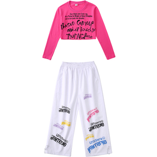 女童爵士舞上衣长袖jazz衣服甜酷多巴胺模特走秀表演服舞蹈练功服