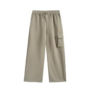 紫涵宽松运动裤直筒裤女冬季新款简约阔腿裤裤脚可调节百搭休闲裤