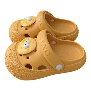 细细条 男童女童夏季外穿海边沙滩凉拖鞋可爱芝士奶酪儿童洞洞鞋