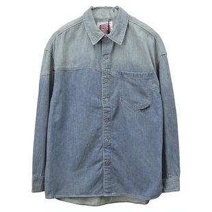 ABLE JEANS牛仔衬衫中国想象男女同款宽松休闲青年印绣花长袖衬衣