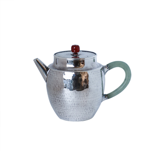 纯银时代 巨轮珠泡茶壶足银999云南纯手工银茶壶玉把柄精致200ml