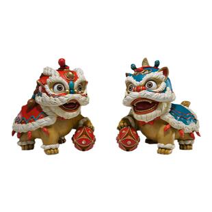 铜师傅《狮舞吉祥》客厅桌面铜狮子摆件 国潮醒狮工艺品 新年礼物