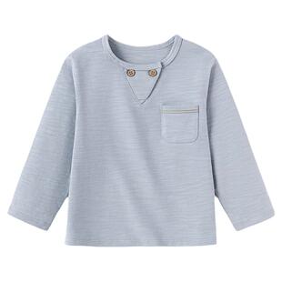 babylove婴儿长袖t恤春秋竹节棉百搭上衣男女宝宝纯色休闲打底衫
