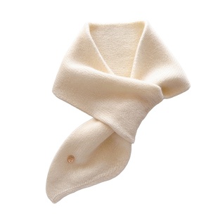 100%纯羊毛米白色毛线针织厚围巾女生秋冬季懒人交叉护颈短小围脖