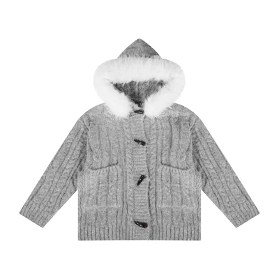 FDR官方店慵懒毛领针织毛衣外套