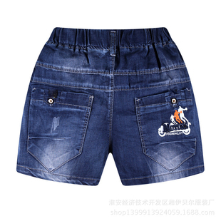 男童牛仔短裤夏三分裤薄款中大童夏季外穿软五分裤宽松弹力裤子
