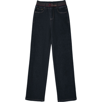 2025梦舒雅加绒松紧腰阔腿牛仔裤